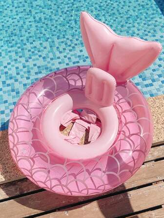 1pc Kids Thickened Dual Air Chamber Anti-Overturning Mermaid Inflatable Swimming Ring, Life Jacket Swimming Pool Water Toy For Toddlers & Children, Boys & Girls