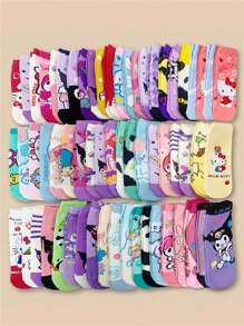 Sanrio 5/6/10/15/20/30 pares de calcetines cortos de verano transpirables con estampado Sanrio, que absorben la humedad