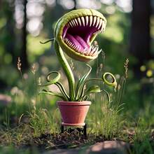 1件装 2D 平面 3mm 厚亚克力异想天开食肉植物花园摆件 - 亚克力户外装饰，适用于室内盆栽、盆景、庭院和草坪 - 可爱的食肉植物设计，是家居和花园装饰、生日场合的理想之选 - 彩色 - 查看 3