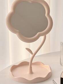 1个花朵造型化妆镜，1个带托盘的旋转桌面镜，适用于书桌、卧室、浴室、客厅、房间装饰、家居装饰、化妆、价格实惠、房间装饰、梳妆台、旅行、卧室、化妆配件、镜子、梳妆镜、价格实惠、圣诞礼物、化妆品、化妆工具、便宜货、礼物、女士礼物、圣诞礼物 - 彩色 - 查看 8
