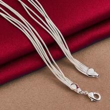 925 Silver Plated 5-Snake Chain Necklace With Smooth Beads - Round Bead Necklace - View 3