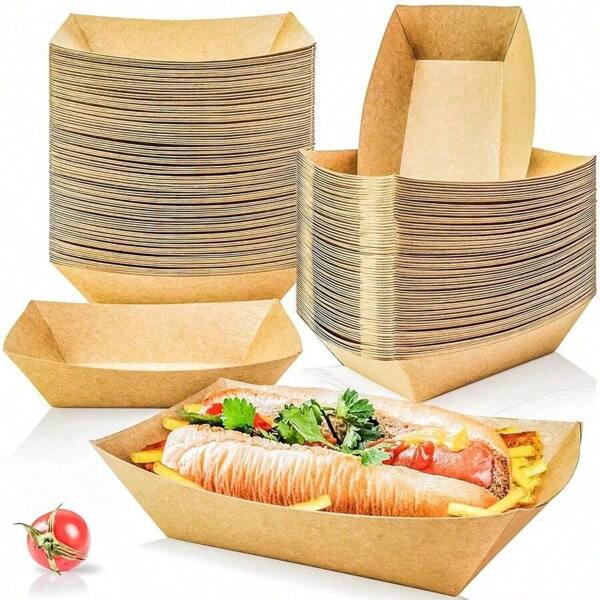 30 bandejas de papel kraft para alimentos, bandejas descartáveis de papel resistente para servir alimentos, batatas fritas, cachorros-quentes, tortilhas de milho, festas de pipoca, casamentos em restaurantes, dia dos namorados, piqueniques