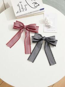 1pc Plaid Bow Decor Hairclip Accessory For Women, Suitable For Daily Use