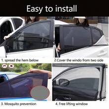 Car Window Shades, 2 Packs Breathable Mesh Side Car Window Sun Shades, Stretch Car Window Screens For Baby/Camping Heat Block UV Protection, Back Window Covers For Car, Truck, SUV, Van