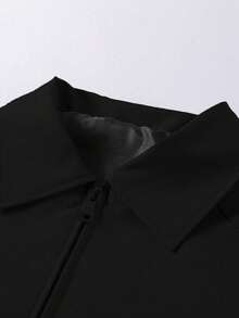 男士字母印花休闲春秋外套，拉链长袖外套，送朋友、老公、男友的礼物 - 黑色 - 查看 4