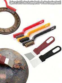 3件套厨房燃气灶清洁拆卸不锈钢丝刷厨房水龙头槽刷缝隙刷燃气灶清洁用品油污灰尘清洁含刮刀钢丝刷缝隙刷烟道刷（使用方法请看视频） - 瓦斯爐刷 - 查看 4