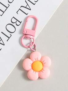 彩色花卉钥匙扣，手工花卉吊坠，时尚包袋配饰，女士装饰品，送给她的理想礼物。卡通植物主题带夹钥匙扣，装饰性花卉钥匙扣吊坠，适合挂钥匙和包包，是理想的生日礼物 - 彩色 - 查看 4