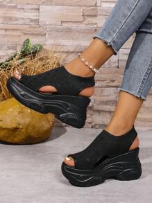 2025 Summer New Women Sandals, High Heel Wedge Slip-On Fashion Casual Sandals, Outdoor Beach Women Sandals, Minimalist Women Shoes
