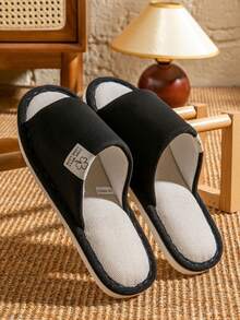 Men's Casual Indoor Slippers - Comfortable, Non-Slip, Breathable Open Toe For Spring/Summer, Couples - Black - View 2