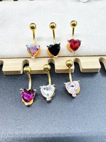 2025 Latest Copper Alloy 24K Gold Plated Realistic Heart Shape Belly Button Ring, Multi-Color Options, Will Not Fade, Suitable For Red Customer, Women's Daily Wear, Party, Wedding, Mother's Day, Can Be Used As Gift