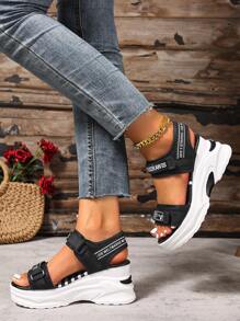 2025 New Summer Women Sandals, Platform Thick Sole Wedge Heels Sandals, Fashion Versatile Beach Sandals, Casual Outdoor Sandals, Simple Commute Shoes For Women