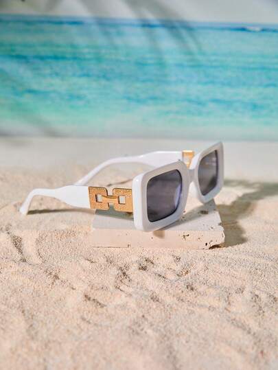 Tropiscape 复古方形塑料太阳镜，时尚经典款式，适合户外活动、海滩、度假，提供紫外线防护。优雅太阳镜，沙滩太阳镜，女士沙滩配饰，太阳镜，太阳镜，遮阳镜，度假氛围，休闲海滩，秋季，圣诞节，冬季，圣诞礼物。