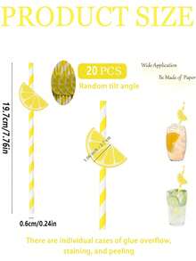 20 ống hút giấy hình quả chanh, ống hút cocktail dùng một lần cho đồ uống, ống hút sọc cho sữa lắc, đồ dùng trang trí quầy bán nước chanh, ống hút nhựa hình quả chanh được gói riêng, đồ dùng tiệc sinh nhật, tiệc cô dâu, nhà bếp, tiệc mùa hè, tiệc hồ bơi - Nhiều màu - Xem 6