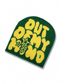 Out Of My Mind Jacquard Knit Beanie Hat, Warm Winter Sports Fashion Ski Cap