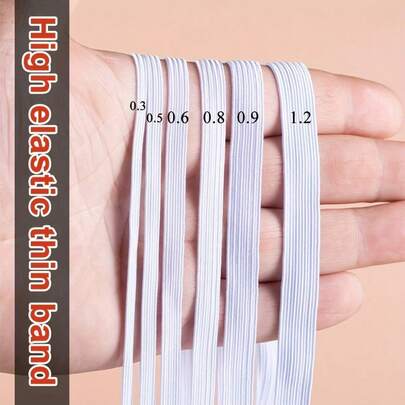 10 meter/394 tum hög svart/vit resår eller gummiband för kläder, sömnadstillbehör för gör-det-själv-sömnad, hantverk, underkläder, tillbehör att sy för att organisera och förvara tillbehör