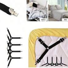 4 piezas de sujetadores de sábana triangular para el hogar, clips ajustables de fijación de sábana elástica para sofá/cama, faja de fijación de manteles, hebillas de sábana antideslizantes y anti-carreras