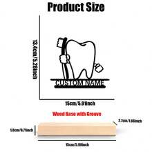 1pc Romantic Personalized Custom Text Tooth Metal Art With Wooden Base Tabletop Decoration Parisian Desk Art With Wooden Base, Zen Desk Decor With Wooden Base, Ideal For Meditation Spaces, Spa, Asian-Inspired Rooms Perfect For Travel Lovers, Office