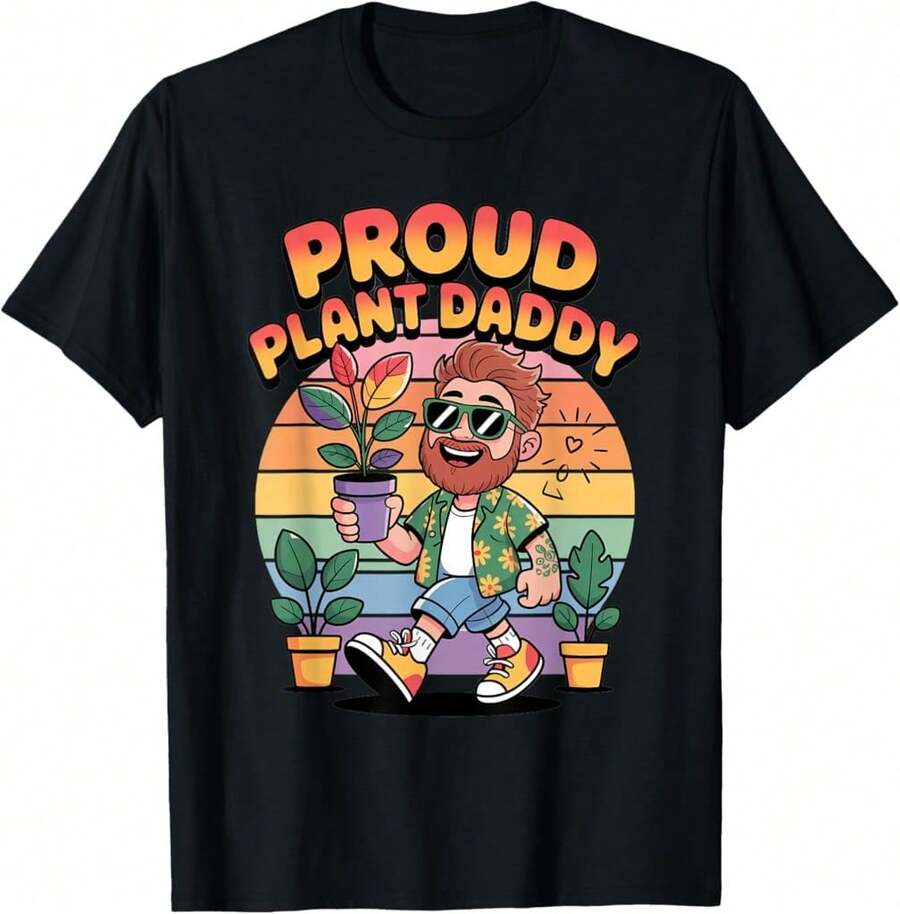 Camiseta divertida con mensaje "Papá de plantas LGBTQ, Orgullo del Arcoíris" para cultivo de plantas - Negro - Ver 1