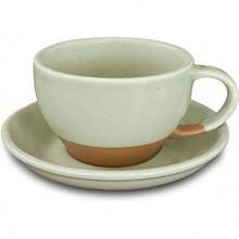 Mora Ceramic Latte Art Mug With Saucer - 10.5 Oz, Round Bottom Pours - Cafe Cups Cappuccino, Espresso, Coffee, Tea Etc - Porcelain Set Baristas, Great - Chai Latte