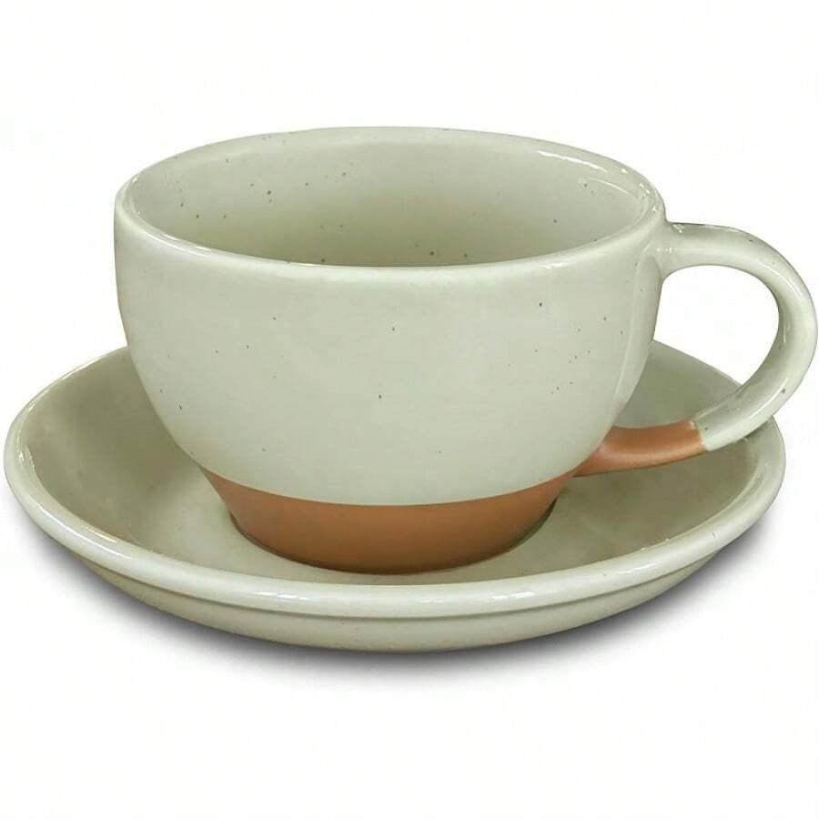 Mora Ceramic Latte Art Mug With Saucer - 10.5 Oz, Round Bottom Pours - Cafe Cups Cappuccino, Espresso, Coffee, Tea Etc - Porcelain Set Baristas, Great - Chai Latte