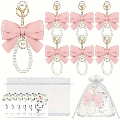 12 sztuk/zestaw Eleganckie zestawy breloków z kokardką, odpowiednie do telefonów komórkowych, toreb, kluczy, samochodów, wisiorków do słuchawek, idealne do rozdawania artykułów na przyjęcia świąteczne, wręczania prezentów rodzinie i przyjaciołom, życzeń ślubnych, urodzin i innych ważnych wydarzeń świątecznych