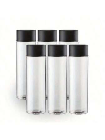 6 Packs 13.6 OZ (400 Ml) Clear PET Plastic Juice Bottles With Black Lids- Plastic Smoothie Bottles Ideal For Juice, Milk And Other Beverage,Empty Plastic Juice Bottles With Leak-Proof Caps Clear Water Bottle, For Outdoor, Camping