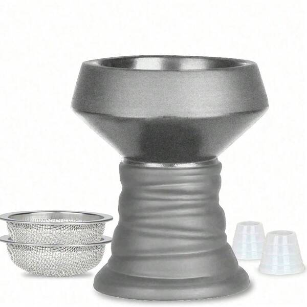 Juego de Narguile: 2 Mangueras Premium Shisha Hookah con Jarrón de Vidrio, Tazón Cerámico y Pinzas para Carbón talla grande Cenicero para un mejor Fumar Shisha Narguile