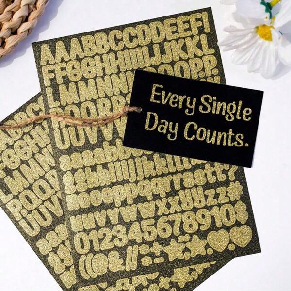 163pcs Glitter Letter & Number Sticker Set, Multipurpose Decorative Stickers For DIY Crafts, Scrapbooking, Gift Wrapping, Birthday/Holiday Decor, Back To School, School/Office Supplies