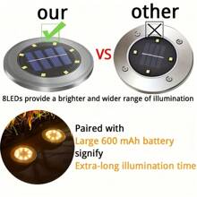 NEW 4/8 Pack Solar Ground Lights Outdoor, 8 LED Solar Powered Disk Lights Outdoor Garden Landscape Lighting For Yard Deck Lawn Patio Pathway Walkway