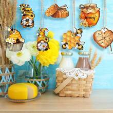 12pcs/24pc/36pc Wooden Bee Decor, Yellow Flower Wooden Hanging Ornaments, Summer Tree Decorations, Sunflower Theme Party Decor; Wooden Flower Decorations Can Be Hung On Christmas Trees, Ceilings, Windows, Doors, Fireplaces, Etc.