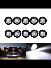 Round Mini LED Decorative Lights, Car Front And Rear Side Logo Indicator Lights, Outline Lights, Marker Signal Lights, Bullet Logo Lights, Waterproof Design, Enhance The Night Decoration Atmosphere Of The Whole Vehicle, Suitable For Trucks, RVs, Cars, Buses, Trailers, Auto Parts - Multicolor - View 14