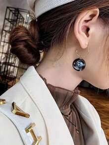 经典半圆形仿珍珠耳环，提升您的整体形象 - 金黃色 - 查看 11