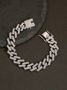 奢华闪亮钻石 - 镶嵌链条项链和手链 - 嘻哈风格男士珠宝