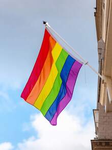 Bandera del Orgullo LGBTQ+ con colores brillantes y ojales de metal latón resistentes, para usar en exteriores e interiores, como decoración para festividades y al aire libre - Multicolor - Ver 4