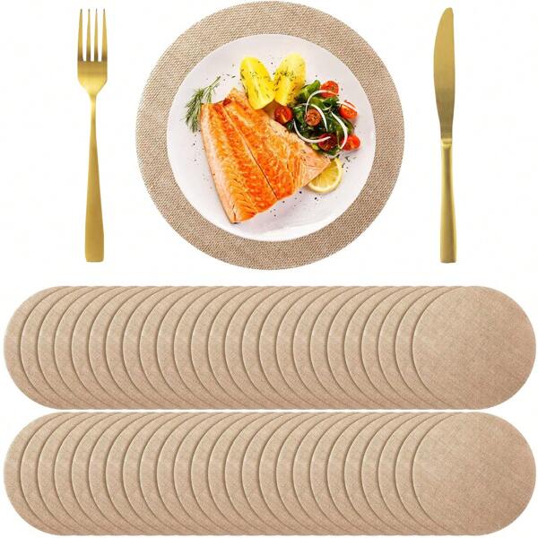 6/8/20 pièces Sets de table ronds en toile de jute de style bohème, sets de table en jute de luxe de style campagnard, diamètre de 30 cm, réutilisables, décoration de table de mariage, vaisselle pour la maison, les mariages, les fêtes d'anniversaire, les restaurants et les stations balnéaires