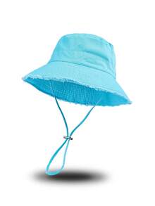 1pc Women's Denim Distressed Frayed Brim Hat, Sun Protection Outdoor Hiking Cap, Adjustable, Fashionable Daily Travel Headwear,Summer,Beach - Multicolor - View 18