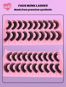 10 pares de pestañas postizas rusas esponjosas y delgadas - Paquete de pestañas falsas de visón DD Curl para pestañas de larga duración y aspecto natural - Pestañas Fluffy - Ver 7