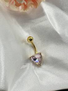 2025 Latest Copper Alloy 24K Gold Plated Realistic Heart Shape Belly Button Ring, Multi-Color Options, Will Not Fade, Suitable For Red Customer, Women's Daily Wear, Party, Wedding, Mother's Day, Can Be Used As Gift