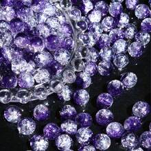 50颗浪漫紫色爆裂雪花珠 8毫米直孔珠 - 闪亮吊坠、手链、项链、耳环 DIY饰品制作 - 小型企业工艺品材料 - 紫色爆炸雪花珠 - 查看 13
