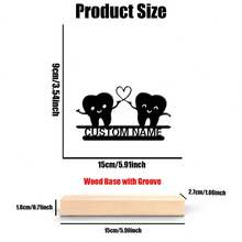 1pc Romantic Personalized Custom Text Smiling Teeth Sculpture Metal Art With Wooden Base Tabletop DecorationParisian Desk Art With Wooden Base, Perfect For Travel Lovers, Office, Cafe Decor Christmas Decorations Graduation Party Gift