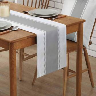Classic Grey & Black Striped Table Runner, Modern Art Tablecloth, Suitable For Dining Table, Vanity, Farmhouse Style Dinner, Holiday Home Decor, Size: 33 * 90cm, 33 * 120cm, 33 * 183cm, 33 * 230cm, 33 * 275cm