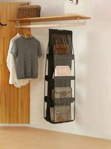 1pc, 8/6 Pockets Hanging Purse Handbag Organizer Clear Hanging Shelf Bag Collection Storage Holder Purse Bag Wardrobe Closet Space Saving Organizers Bedroom,Purse Organizer, Purse Organizer For Closet, Purse Storage, Durability Material, Handbag Organizer, Holds Bigger Bags