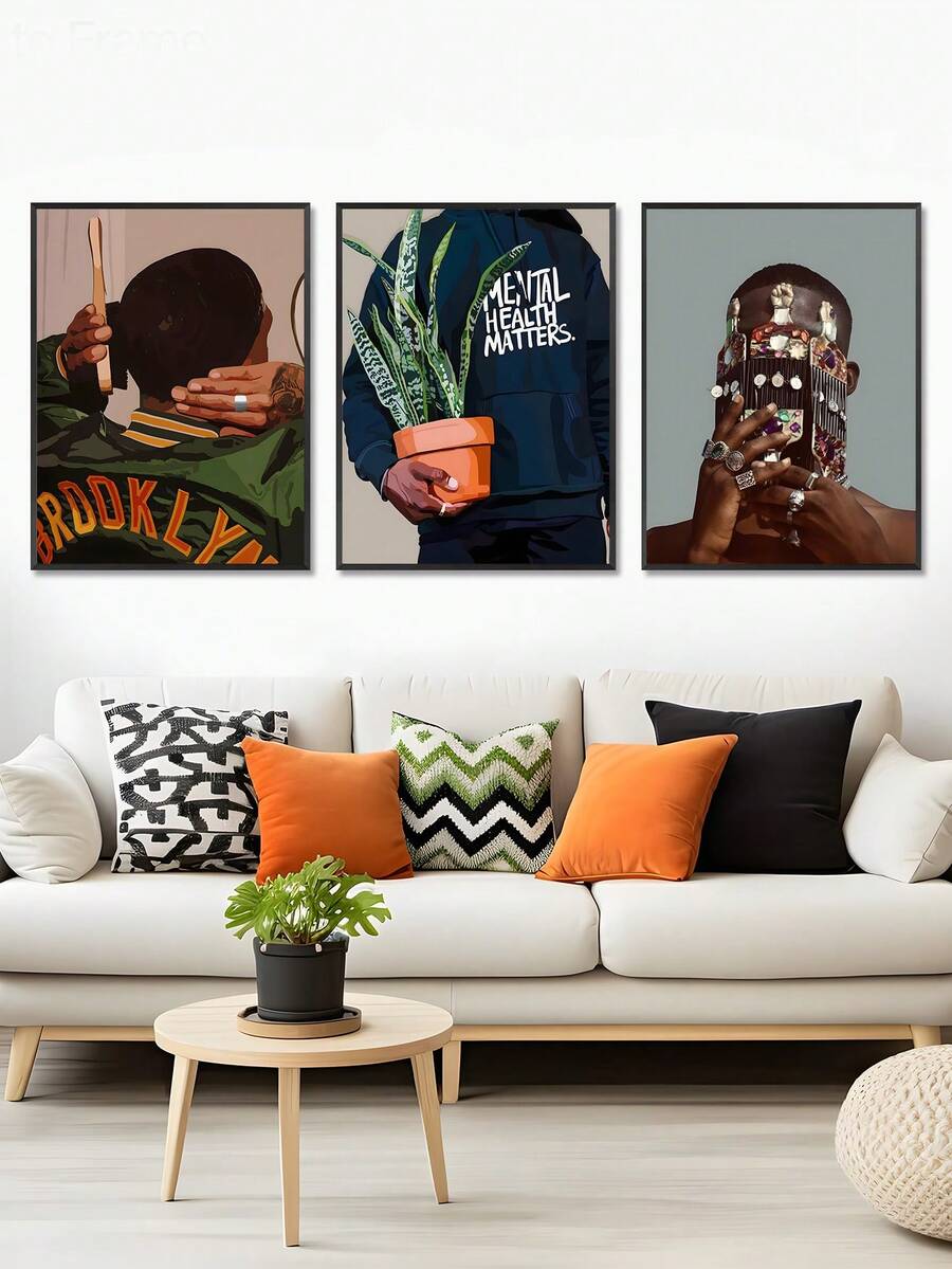 1/3 Panel Modern Black Art Canvas Oil Painting Poster, Retro Botanical Decor Oil Painting, Black Art Poster, Canvas Print Poster, Black Wall Art Poster, Bedroom Wall Art, Living Room Wall Decor, Dining Room Decor, Kitchen Decor, Study, Hallway, Dorm Decor, Ideal Gift For Friends, Wall Art, Wall Decor, Home Decor, Room Decor Canvas Painting, Poster, Frame Optional, Framed Wall Art - Multicolor - View 1