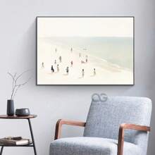 1 peça de arte de parede de verão, pintura de costa feliz, alegrias de praia, arte de natação, decoração de casa, pintura em tela, decoração de casa, decoração de quarto, arte de parede, moldura opcional