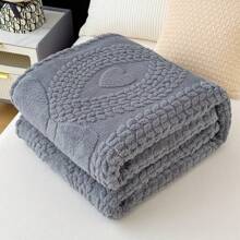 1pc Heart Shape Bow Pattern Ultra-Soft Taffeta Plush Throw Blanket - Lightweight, Fluffy, And Cozy For Sofa Or Bed, White, All-Season Comfort, Perfect For Snuggling Or Lounging, Blanket For Bed