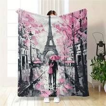 1pc Elegant Paris Eiffel Tower Blanket-Digital Printing Soft Flannel, Suitable For All Seasons - Multicolor - View 2