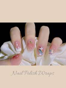 渐变闪光指甲贴全贴纸指甲油条，DIY 自粘时尚彩色美甲贴花派对女士装饰，带 1 个指甲锉