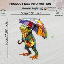 Whimsical Frog & Colorful Umbrella Sun Catcher - Stained Glass Window Hanging Decor | Vibrant Garden & Home Ornament For Indoor/Outdoor | Unique Unisex Gift For Birthday, Housewarming, Holidays (Frog Garden Art)