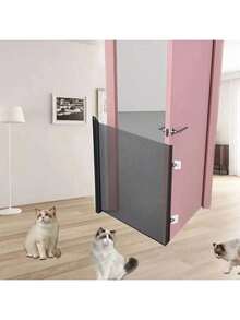 可伸缩猫狗门栅栏，无需钻孔，猫狗跳隔断，适用于楼梯、厨房、卧室入口 - 黑色 - 查看 7