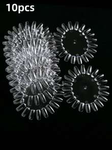 20/10/5/3pcs,Flat False Nail Tips, Acrylic Nail Tips, False Fake Nail Tips Display Chart ,Nail Supplies,Clear Round Nail Art Practice Wheel Polish, For DIY Manicure Nail Salon (Beige,Transparent) - Multicolor - View 15